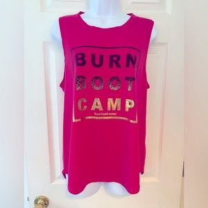 Burn Boot Camp Hot Pink and Gold Muscle Tank Top - Medium